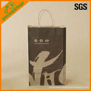 fashion recycled OEM paper handle printed brown kraft paper bags